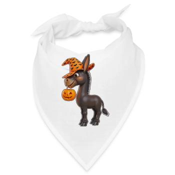 Süßer Halloween Esel mit Kürbis - Bandana - Weiß - Vorne