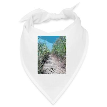 Zeichnung der Provence - Holzponton und Schilf - Bandana - Weiß - Vorne