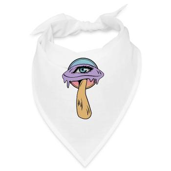 Psychedelischer Pilz, Trippig, Drittes Auge, Goa - Bandana - Weiß - Vorne
