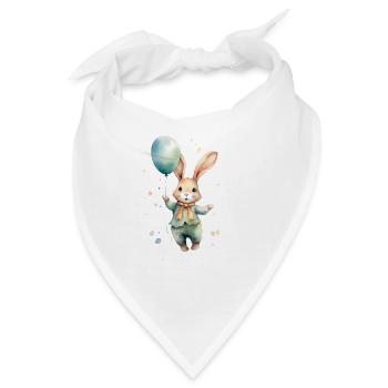 Hase, hangemalt mit Wasserfarben, pastelgrün, Baby - Bandana - Weiß - Vorne