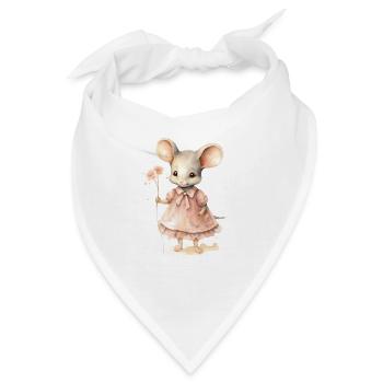 Baby Maus handgemalt, Wasserfarben - Bandana - Weiß - Vorne