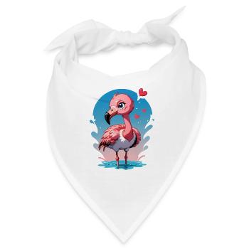 Verschenke diesen süßen Flamingo zum Valentinstag - Bandana - Weiß - Vorne