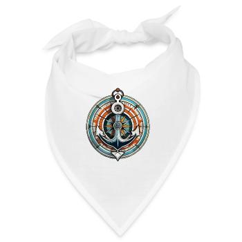 Anker & Kompass, Himmelsrichtungen, Segler - Bandana - Weiß - Vorne