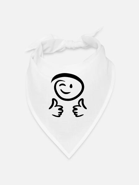 Le visage fait un clin d’œil, montre deux pouces en l’air. Émoticône. - Bandana - blanc