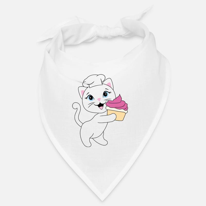 Cute white cat carries a cupcake Bandana
