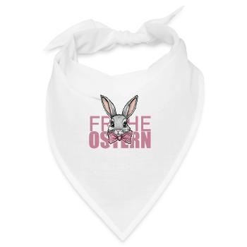 Süßer Osterhase mit rosa Schleife - Frohe Ostern - Bandana - Weiß - Vorne