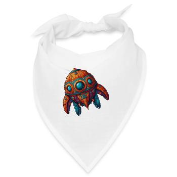 Buntes fantasievolles skurriles Raumschiff - Bandana - Weiß - Vorne