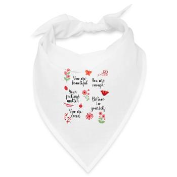 Positive Affirmationen mit roten Blumen Frauen - Bandana - Weiß - Vorne
