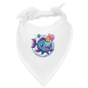 Piranha Fische Geburtstag Comic - Bandana - Weiß - Vorne