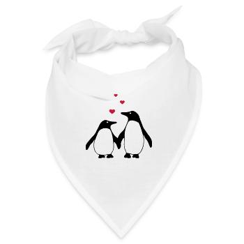 verliebte Pinguine - Bandana - Weiß - Vorne