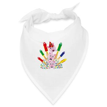 Neujahrs Glücksschweine mit Raketen und Konfetti. - Bandana - Weiß - Vorne