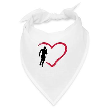 Läufer und Herz, laufen - Bandana - Weiß - Vorne