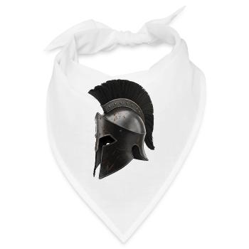 Rostiger Kriegerhelm mit schwarzer Feder - Bandana - Weiß - Vorne