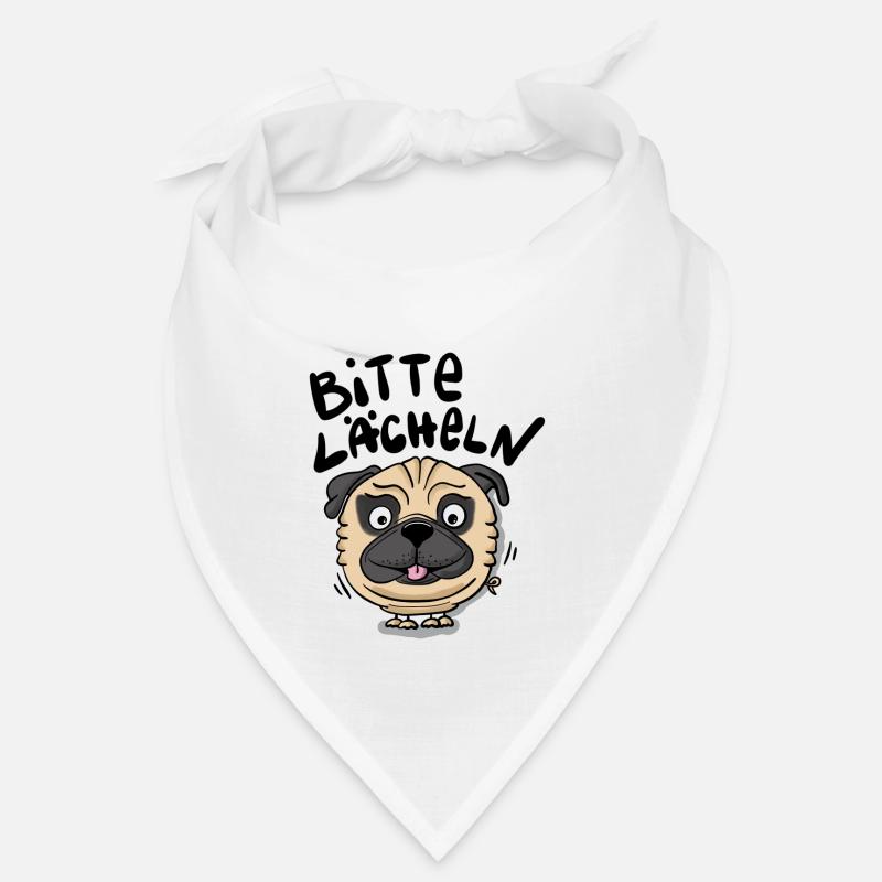 Mops Lächeln - Bandana - Weiß