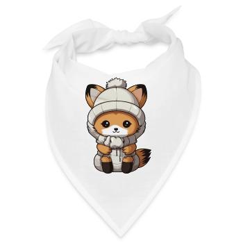 Fuchs Winter Tier Baby Comic - Bandana - Weiß - Vorne