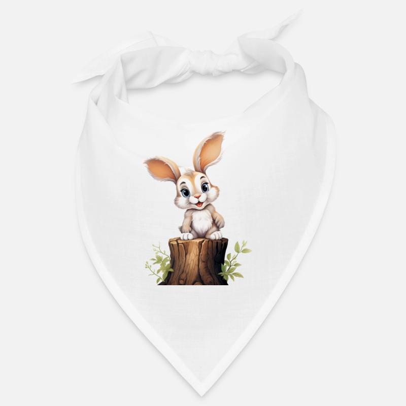 Cute bunny sitting on a tree trunk and smiling Bandana