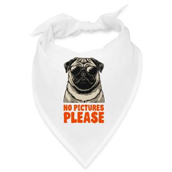 Pug with Sunglasses - No Pictures Please - Privacy - Bandana - Weiß - Vorne