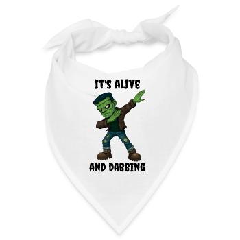 Grünes Narben Monster lebt und dabt an Halloween - Bandana - Weiß - Vorne