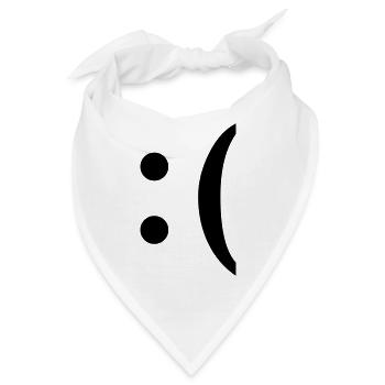 :( smiley traurig - Bandana - Weiß - Vorne