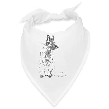 Schäferhund sitzend - Bandana - Weiß - Vorne