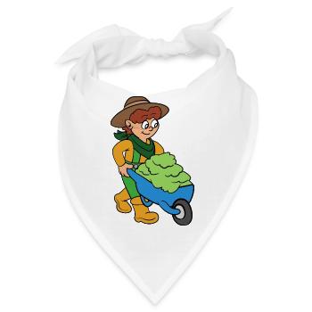 Gärtnerin mit Schubkarre - Bandana - Weiß - Vorne