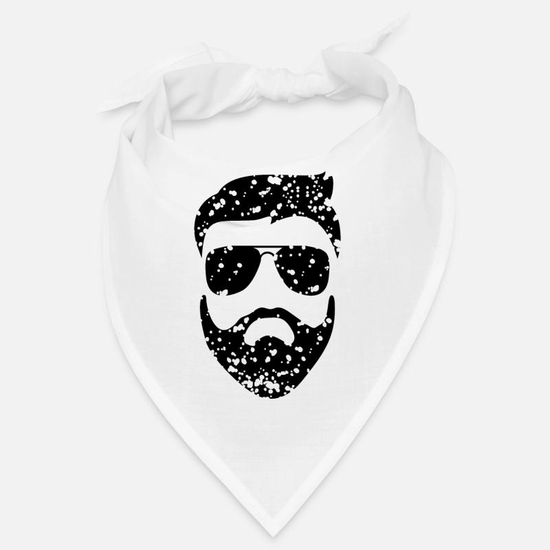 Mann mit Brille und Bart - Bandana - Weiß