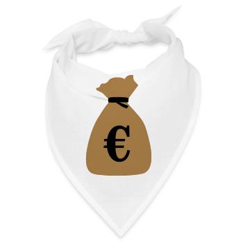 Geldsack, Sack voll Geld, Gold, €, Euro - Bandana - Weiß - Vorne