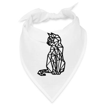 Geometrische Katzensilhouette - Bandana - Weiß - Vorne