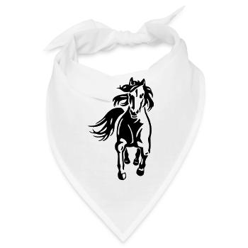 Pferde T-Shirt selber bedrucken - Bandana - Weiß - Vorne