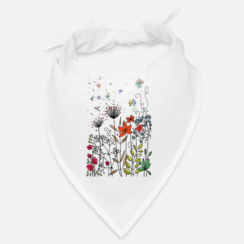 Blumen - Bandana - Weiß