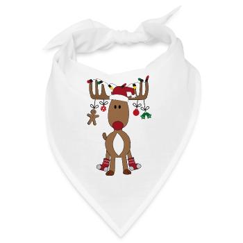 Lustige Weihnachten mit Elch - Bandana - Weiß - Vorne
