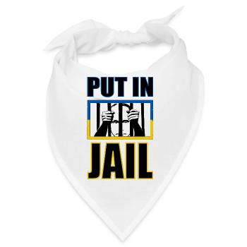 Putin Jail- Putin hinter Gitter mit Ukraine Flagge - Bandana - Weiß - Vorne