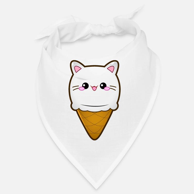 Crème glacée Chat Crème glacée Chat glace Boule de crème glacée à la vanille Bandana