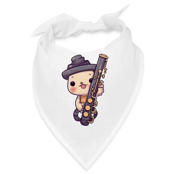 Klarinette im Comic Stil - Bandana - Weiß - Vorne