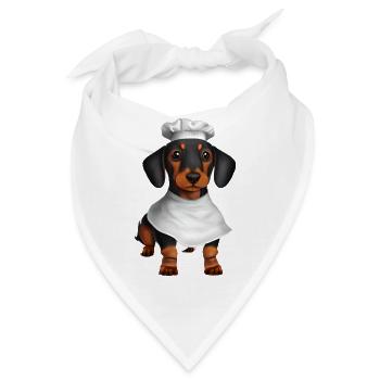 Dachshund Hund Gastronom Kochen Hunde Dackelwelpe - Bandana - Weiß - Vorne