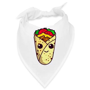 Kawaii Wrap, Döner, Taco - Süßes Streetfood Design - Bandana - Weiß - Vorne
