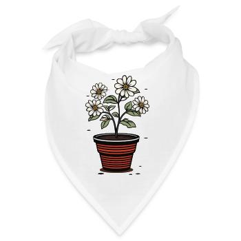 Blumentopf niedlicher Stil weiße Blumen - Bandana - Weiß - Vorne