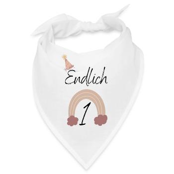 Erster Geburtstag, Endlich 1 - Bandana - Weiß - Vorne