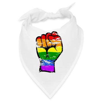 Regenbogenfarbe Flagge Hand Faust Symbol used - Bandana - Weiß - Vorne
