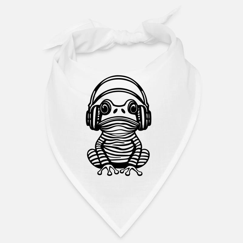 Frosch mit Kopfhörern - Bandana - Weiß