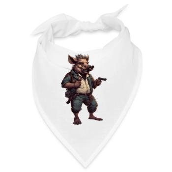 Wildschwein in Cyberpunk-Atmosphäre - Bandana - Weiß - Vorne