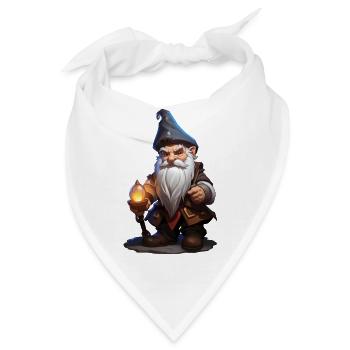 Zwergen Magier mit Stab – Fantasy RPG Cartoon - Bandana - Weiß - Vorne