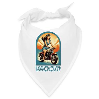Retro 60er Jahre weibliche Motorradfahrerin Illustration - Bandana - Weiß - Vorne
