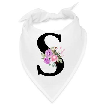Lila Blumenbuchstabe S - Bandana - Weiß - Vorne