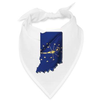 Indiana State Flagge in Indiana State Landkarte - Bandana - Weiß - Vorne