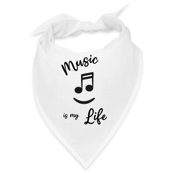Musik - Music is my life - Note lachen - Bandana - Weiß - Vorne