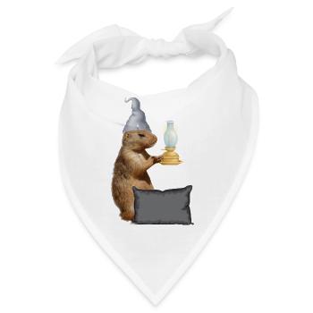 Eichhörnchen mit Lampe und Kissen - Bandana - Weiß - Vorne