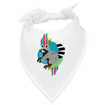 Waschbär – Modern und farbenfrohe Farbpalette - Bandana - Weiß - Vorne