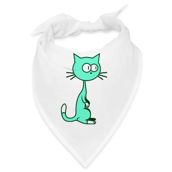 Neugierige Katze Guckt Lustig Ulkig Albern Komisch - Bandana - Weiß - Vorne
