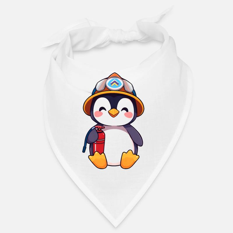 Vorbereiteter Pinguin-Brandschutz-Cartoon Bandana